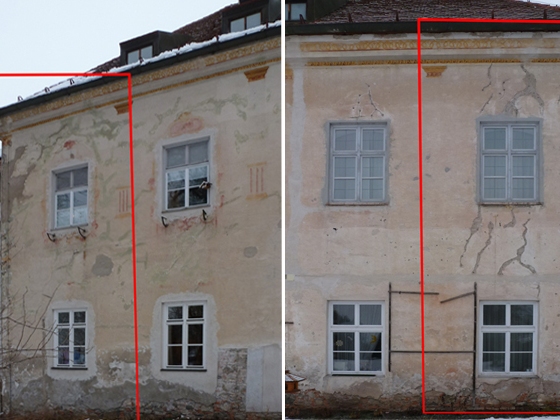 Vorzustand Fassade - Einteilung in Achsabschnitte